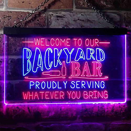 Backyard Bar Welcome Home Bar Dual LED Neon Light Sign